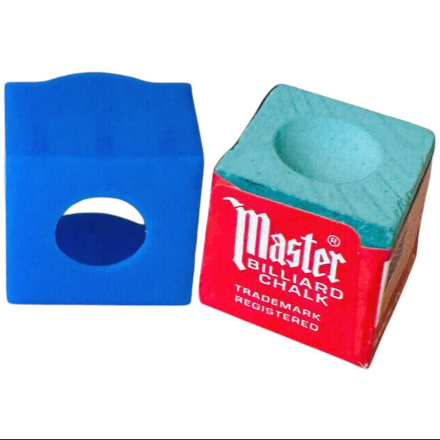 Multicoloured Soft Plastic Cue Chalk Holder + GREEN Master Cue Chalk