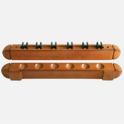 2 Piece Oak 6 Way Cue Rack Holder