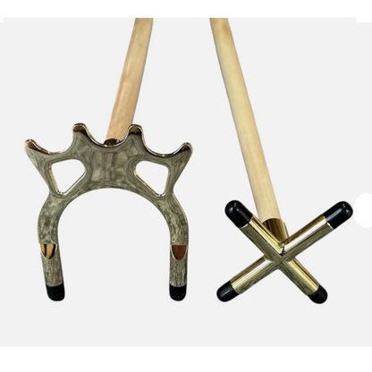 2 x 48 Inch Two Piece Pool Cues with Brass Rests